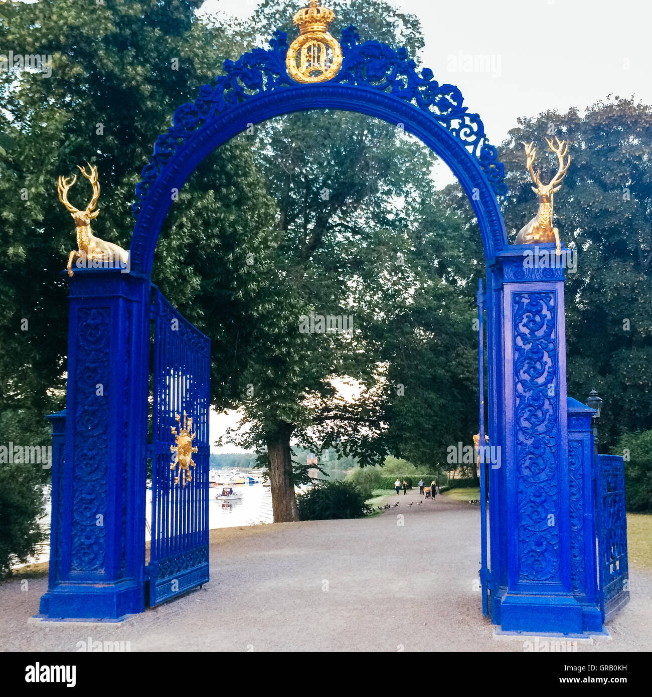 Blue Entrance Gate Of Park Stock Photo - Alamy