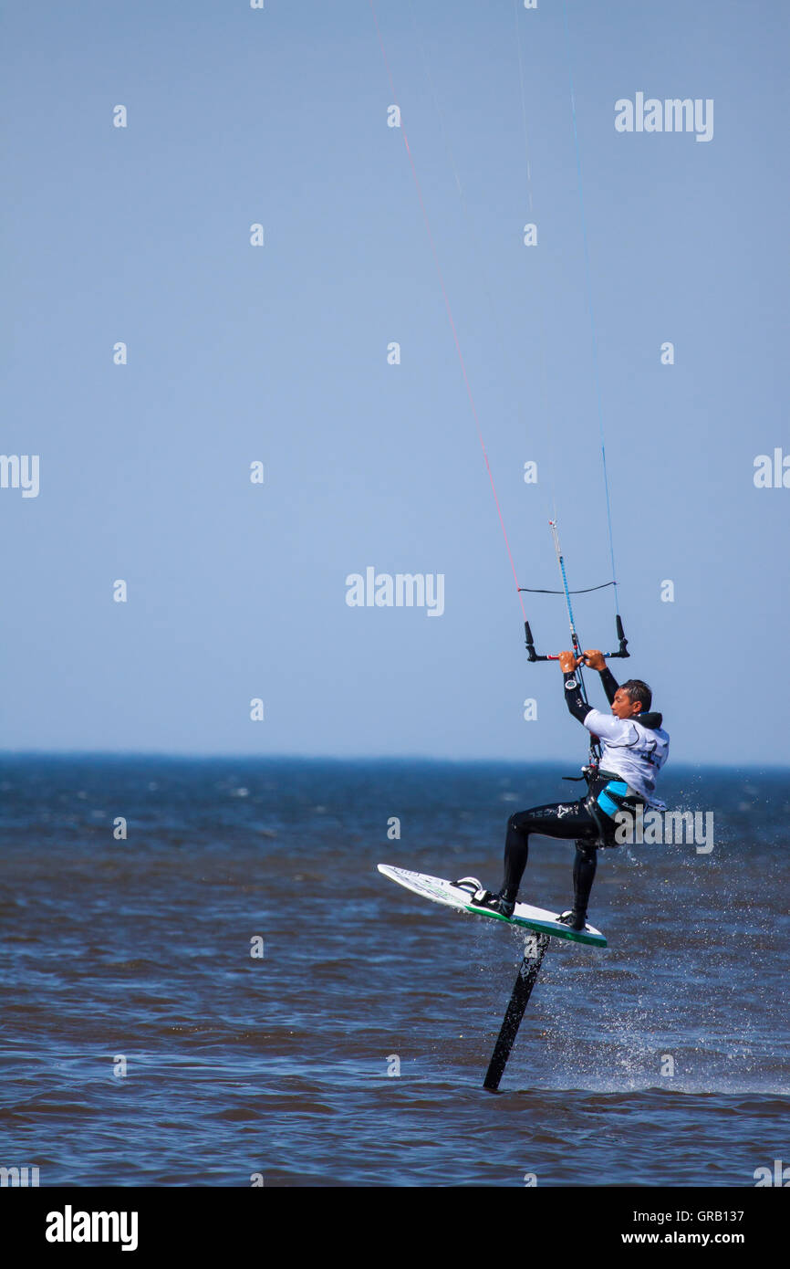 Kitesurfing At Westerland, Kitesurf Masters Stock Photo