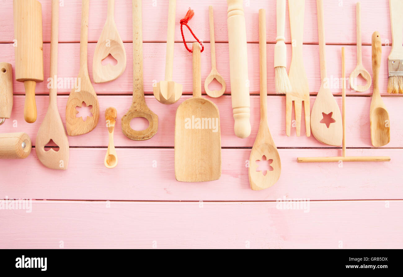 Wooden Kitchen Utensils Stock Photo Alamy