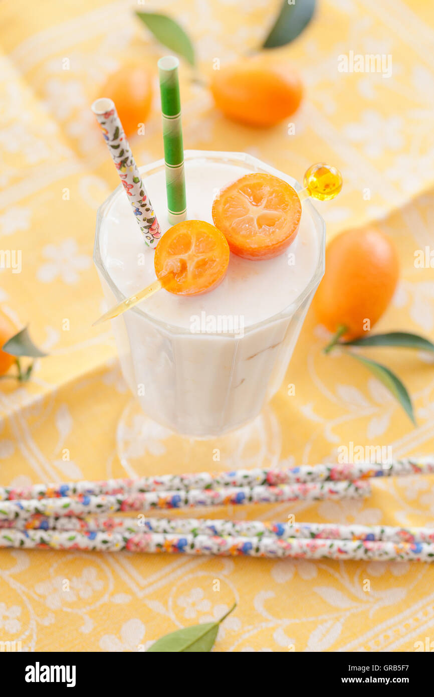 Kumquat Yogurt Milkshake Stock Photo Alamy