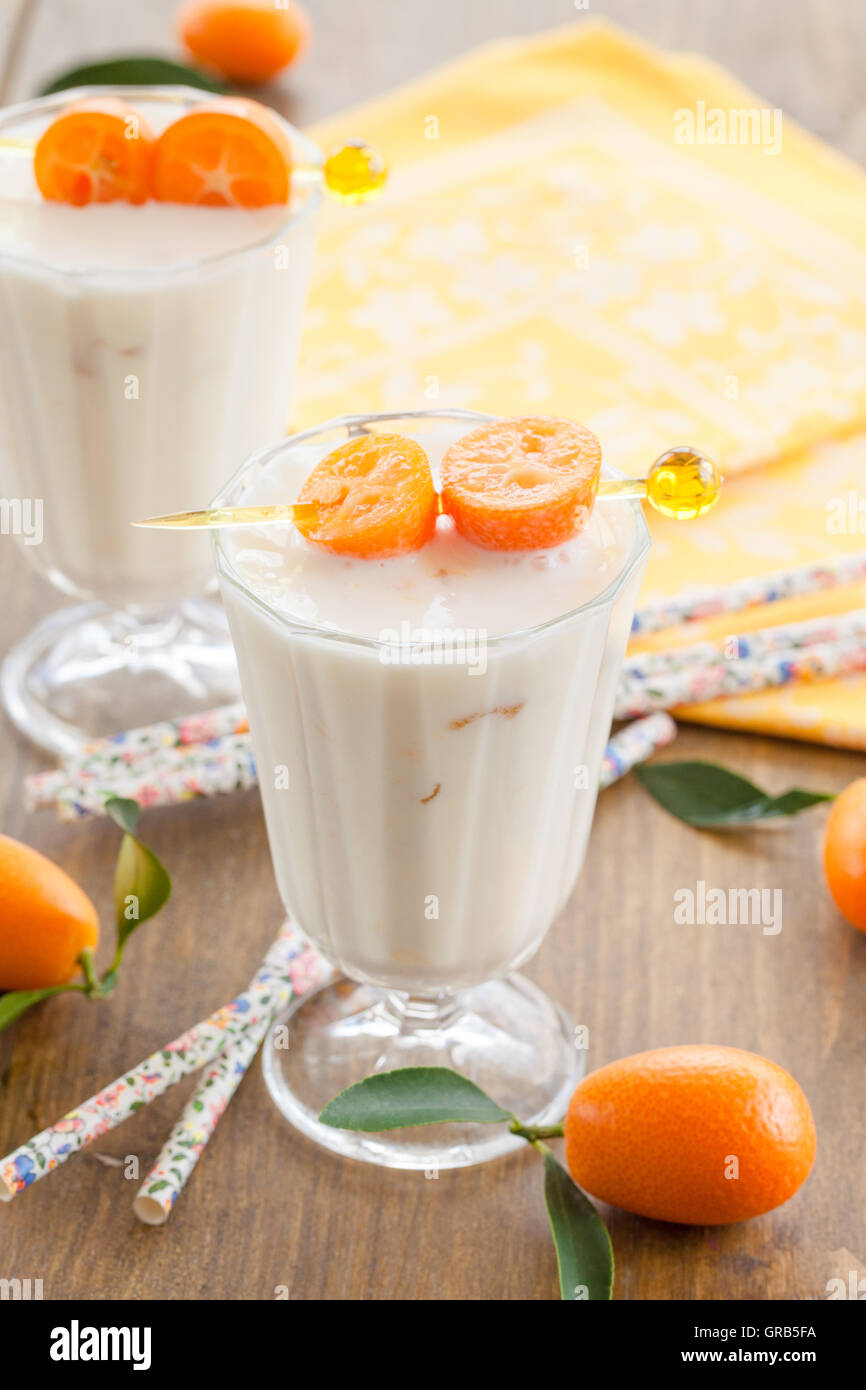 Kumquat Yogurt Milkshake Stock Photo Alamy
