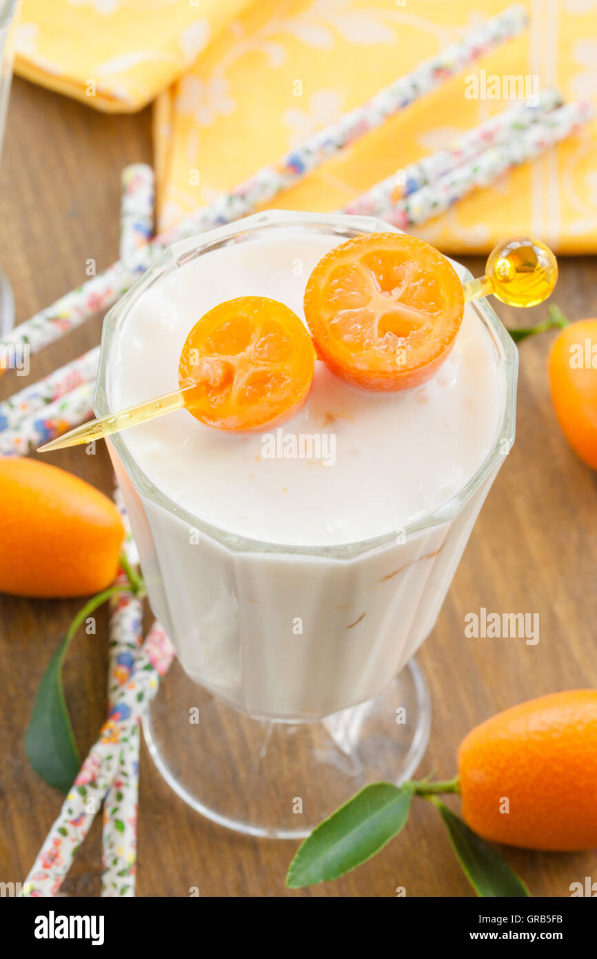 Kumquat Yogurt Milkshake Stock Photo Alamy