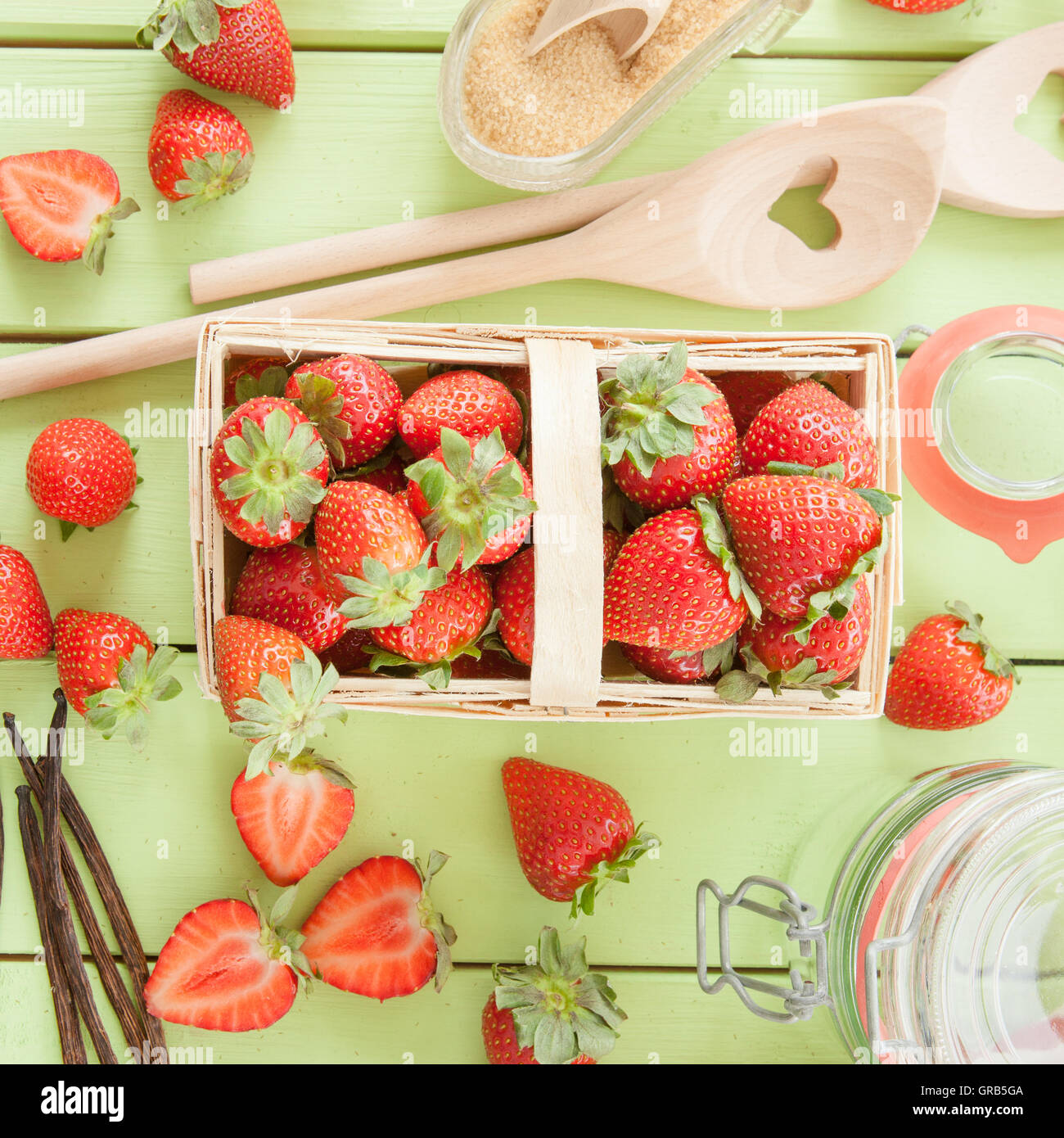 Cooking Strawberry Jam Stock Photo Alamy