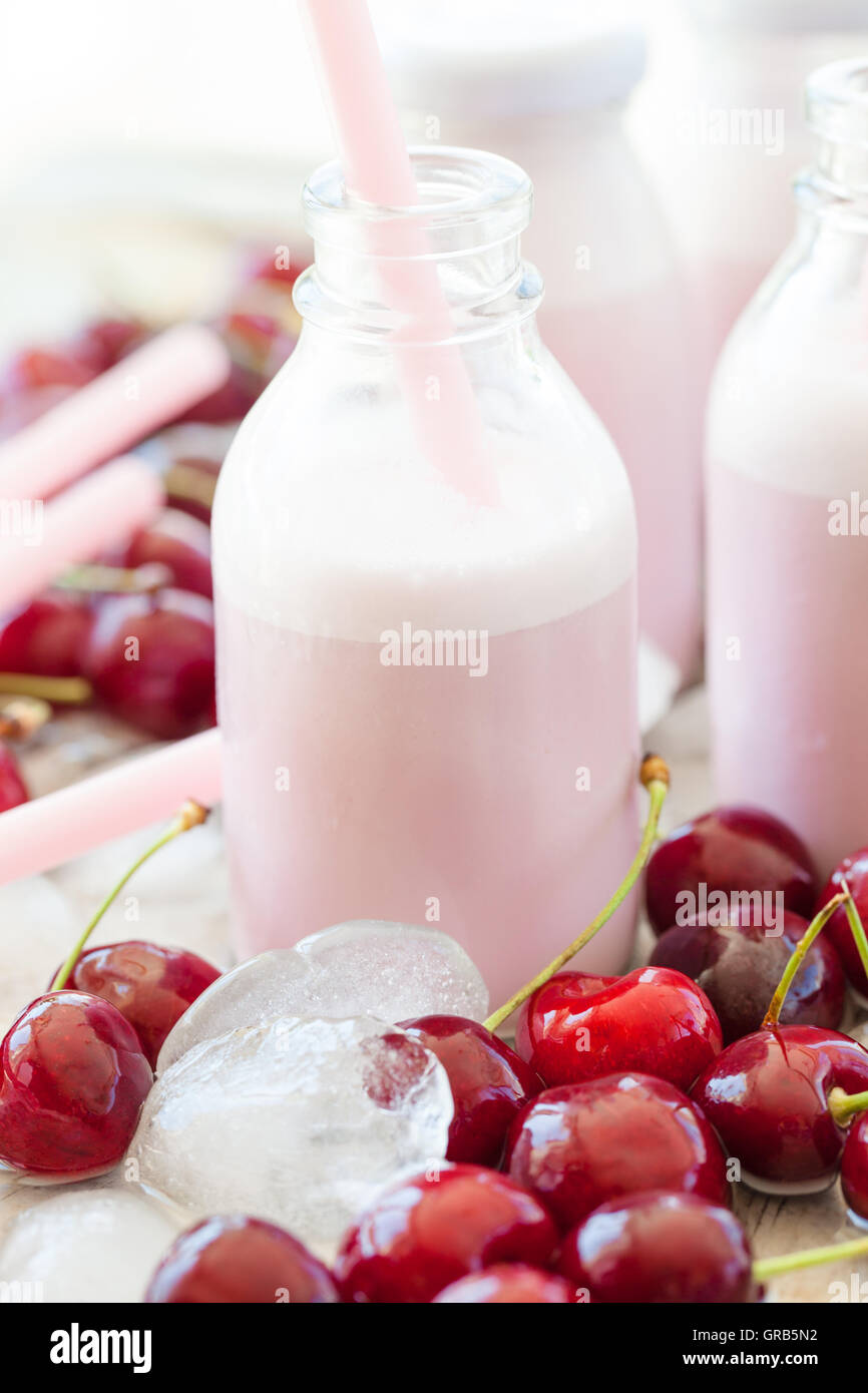 Cherry Milkshake Stock Photo