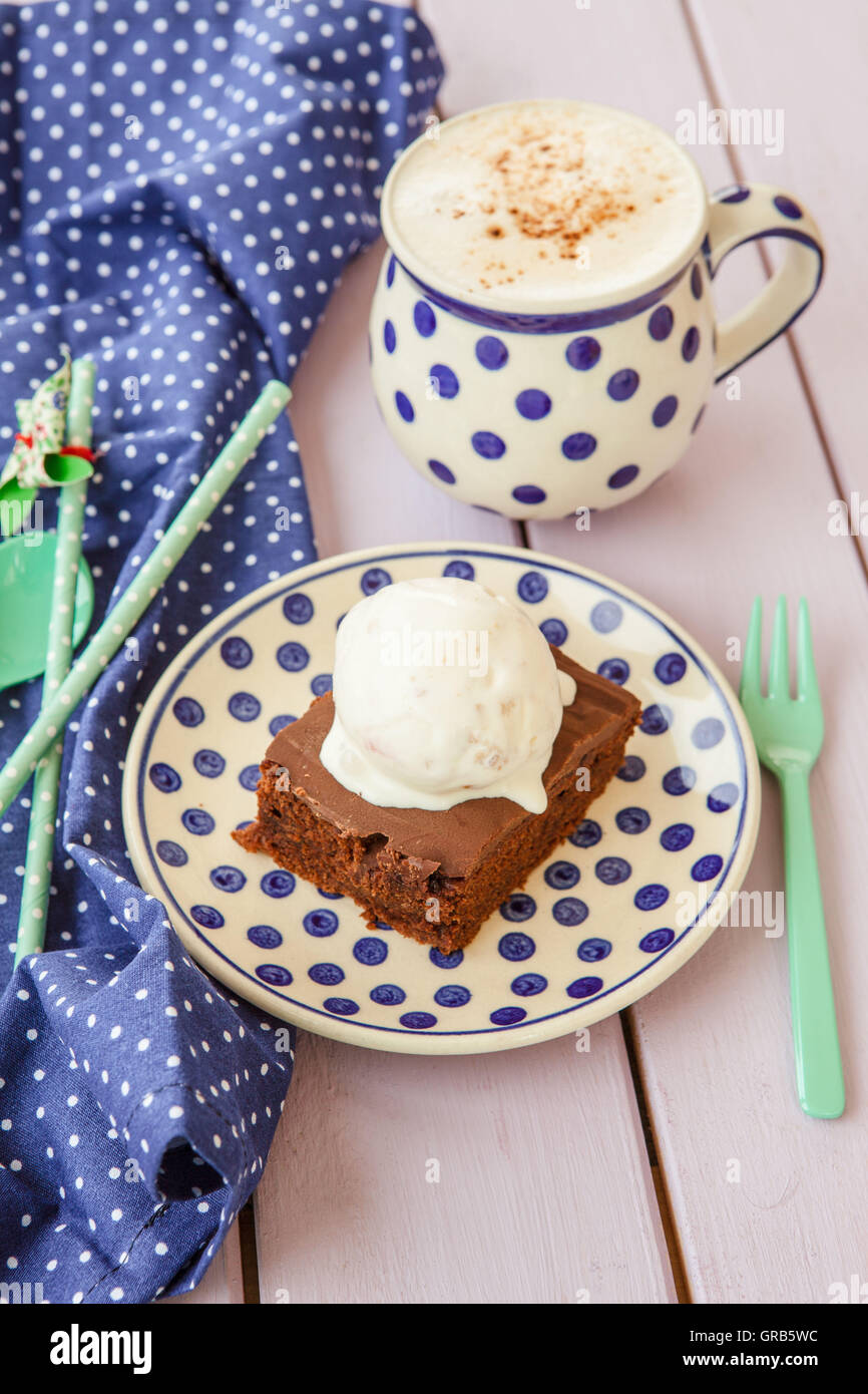 Chocolate Brownie A La Mode Stock Photo Alamy