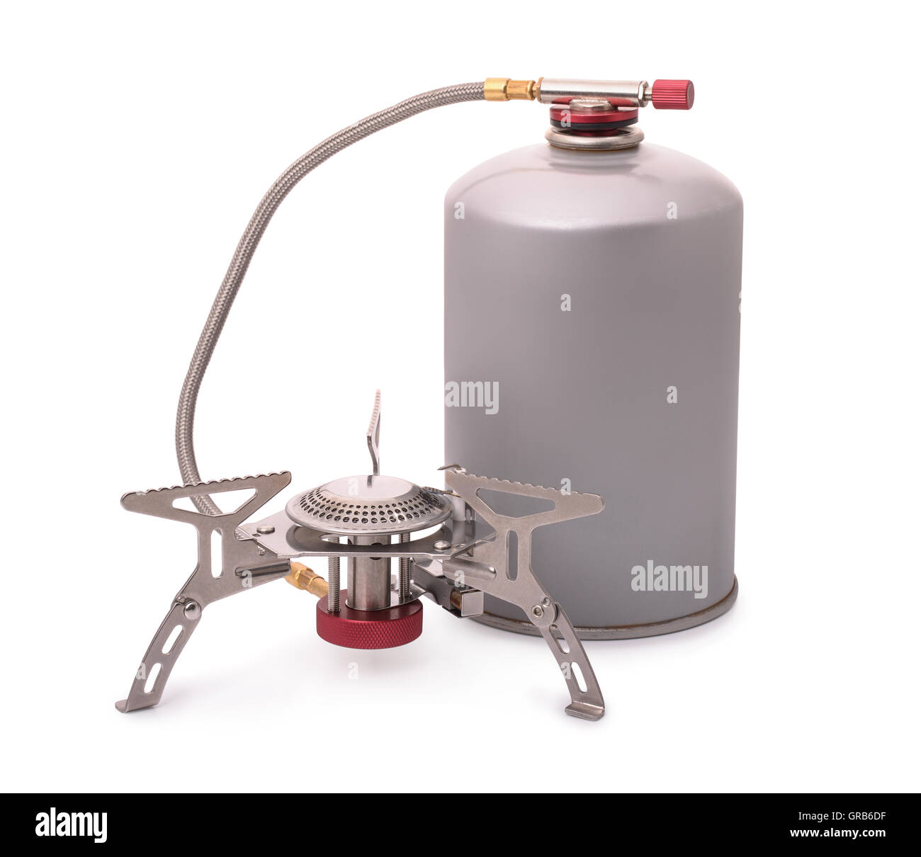 Small 1200w portable gas camping stove isolated on a white background Stock  Photo - Alamy