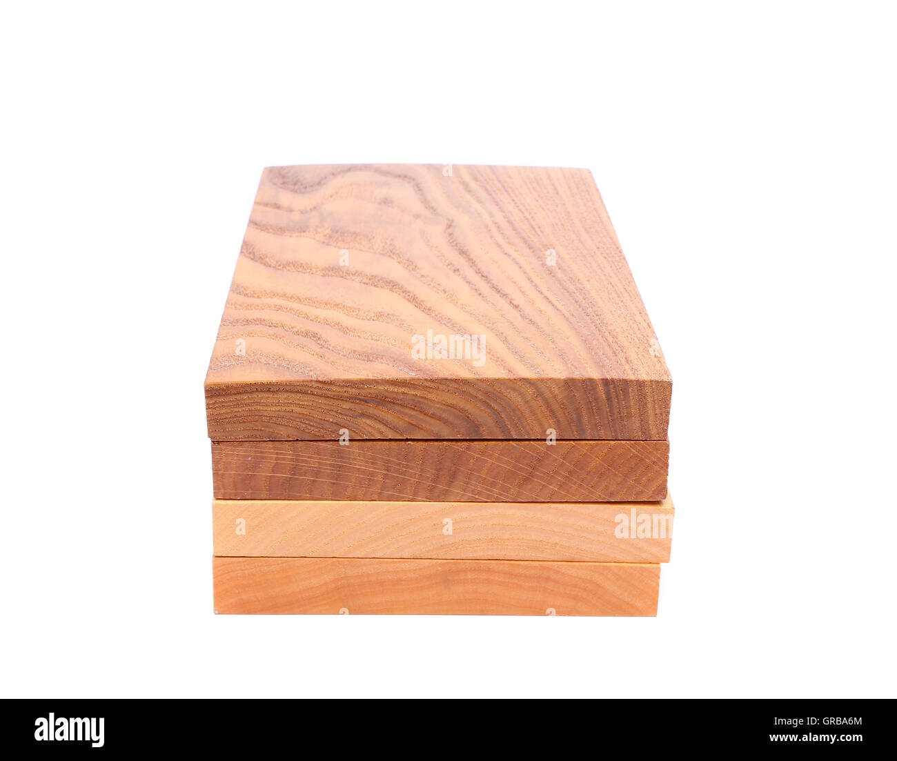 Four vertical boards (elm, acacia, lime, oak) Stock Photo
