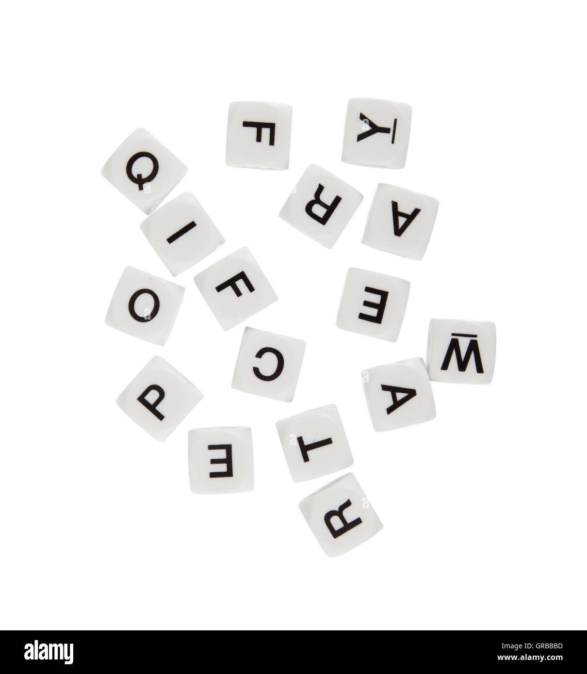 DIce with letters, isolated Stock Photo Alamy