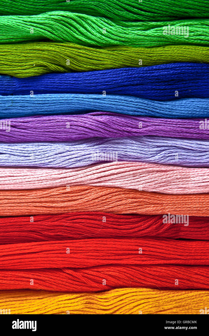 Colorful yarns in rainbow colors Stock Photo Alamy