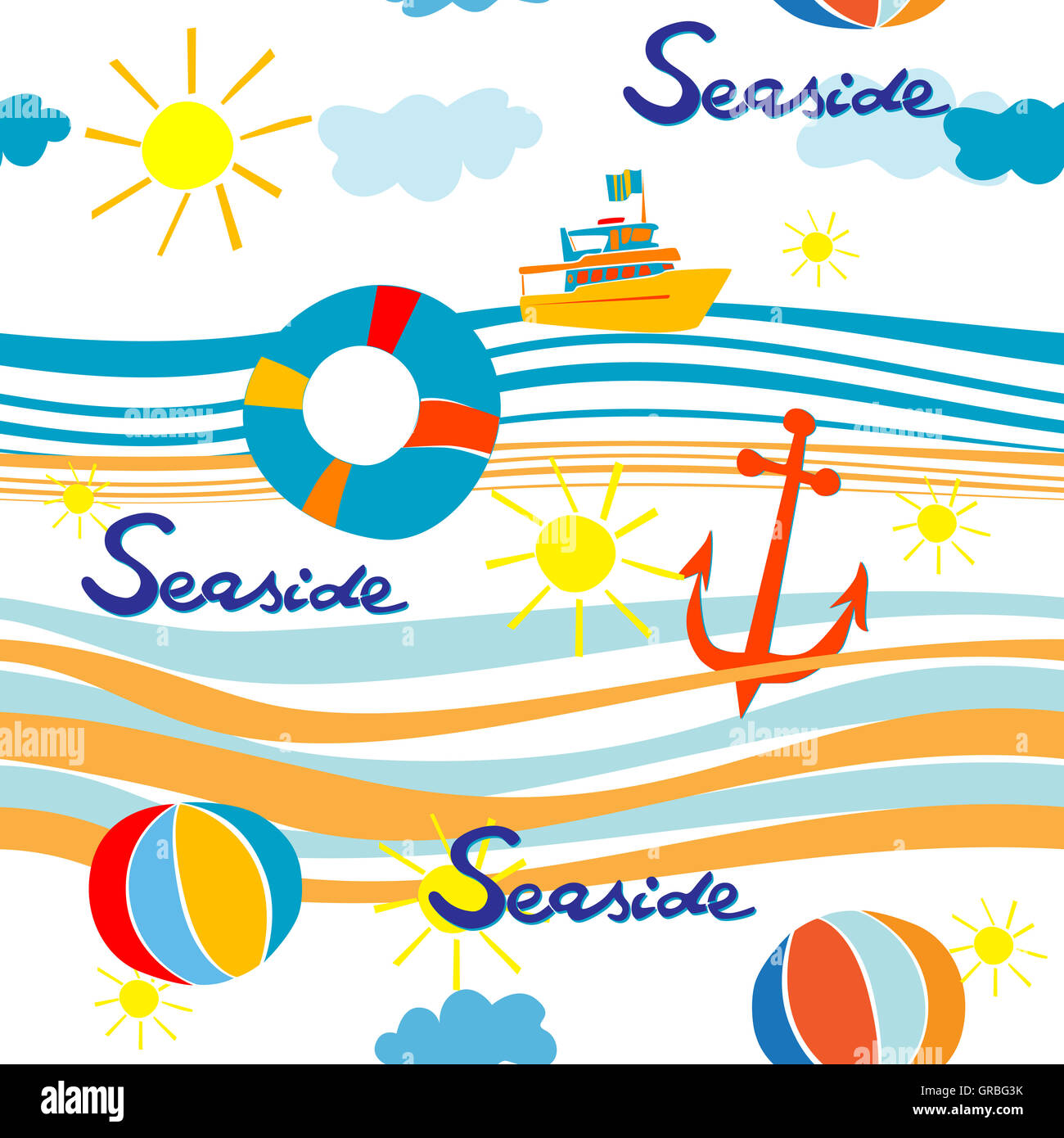 Seamless sea life pattern hi-res stock photography and images - Alamy