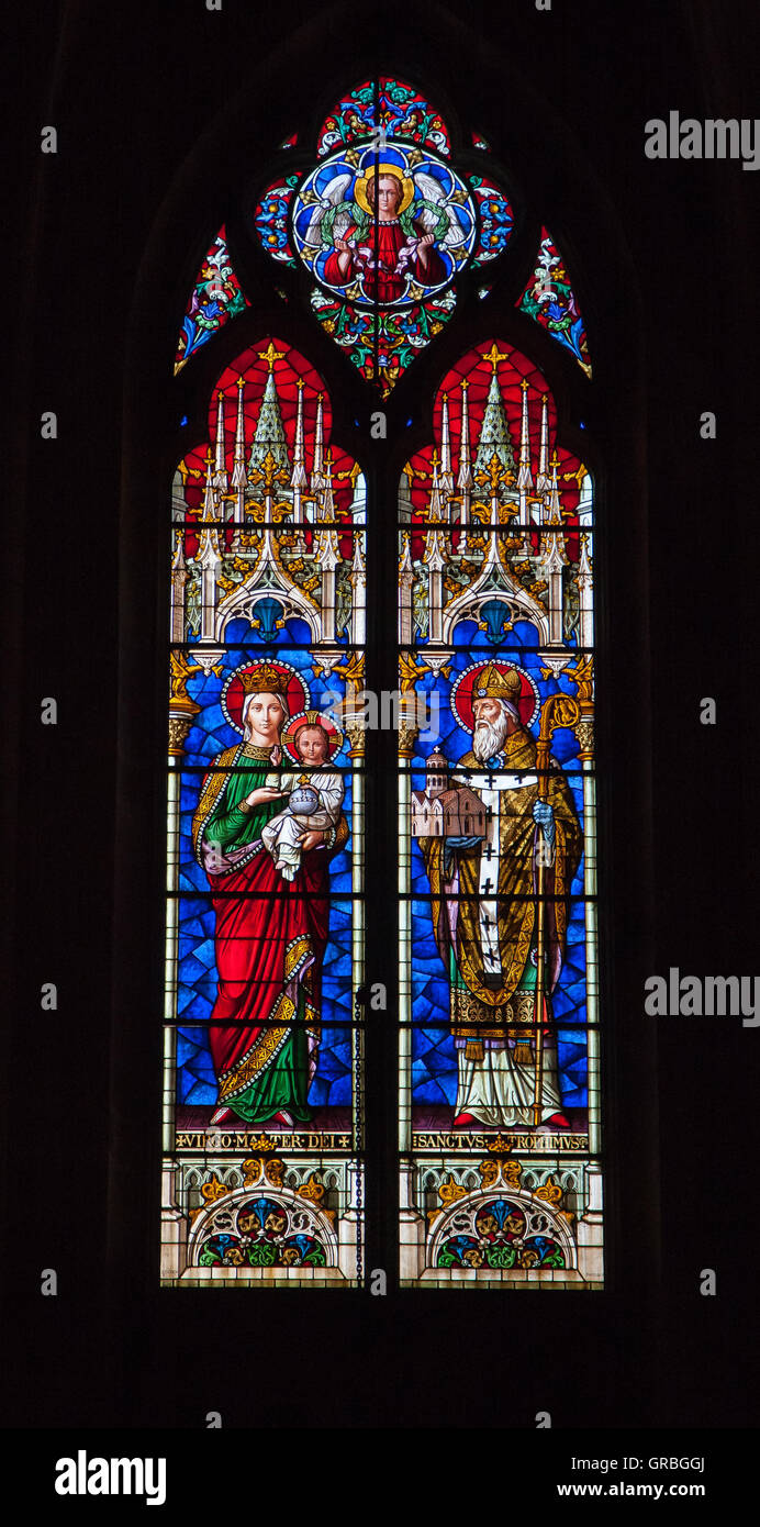 Stained glass windows in a church Stock Photo Alamy