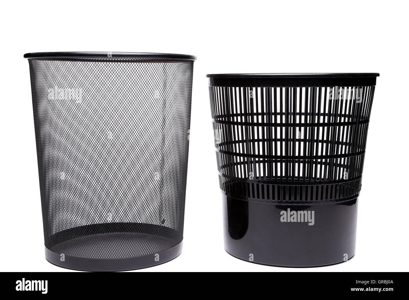 Metal and plastic trash cans Stock Photo Alamy