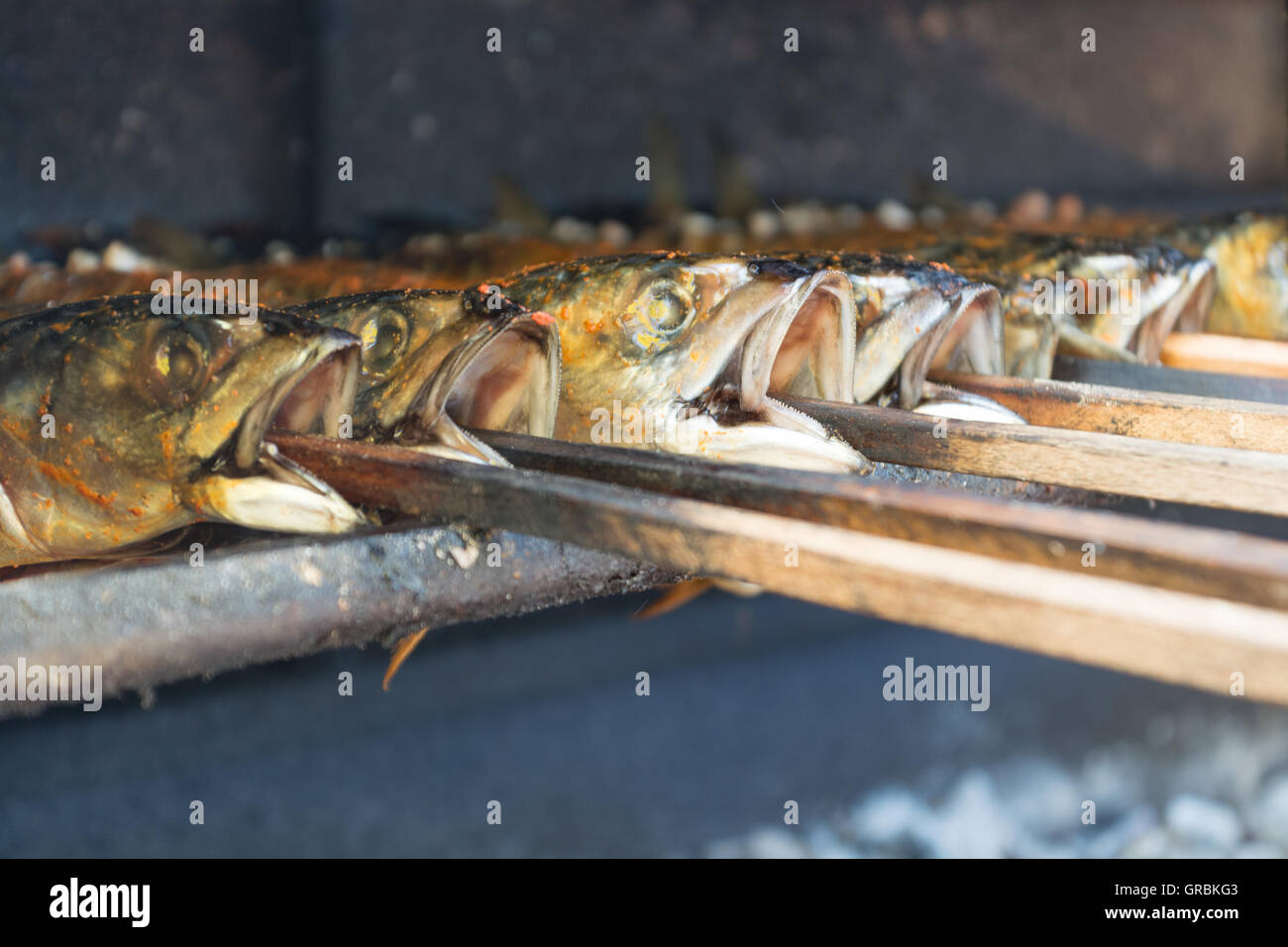 Mackerel Are Smoked Stock Photo - Alamy