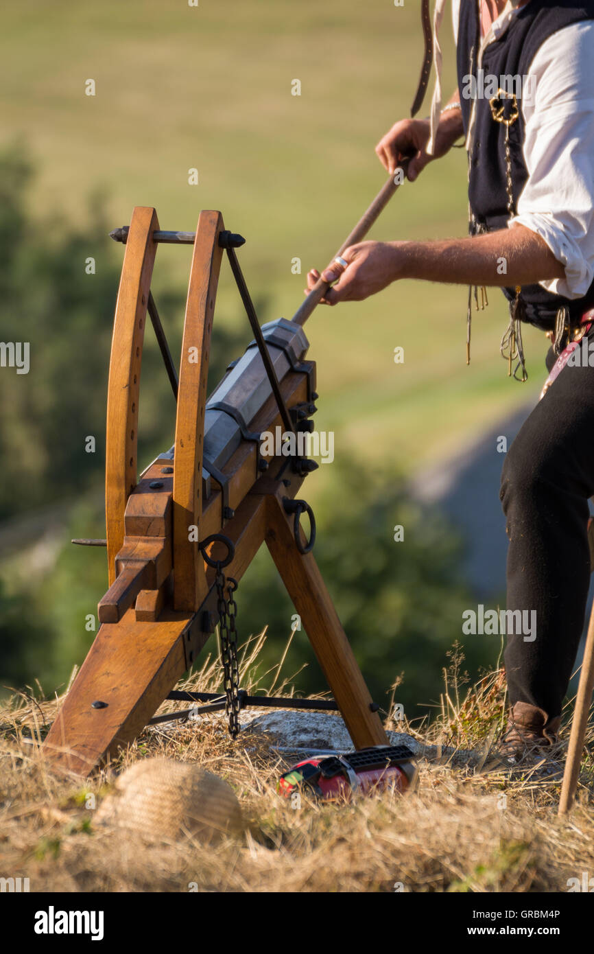 Man Invites Gun For Shooting Practice Stock Photo Alamy