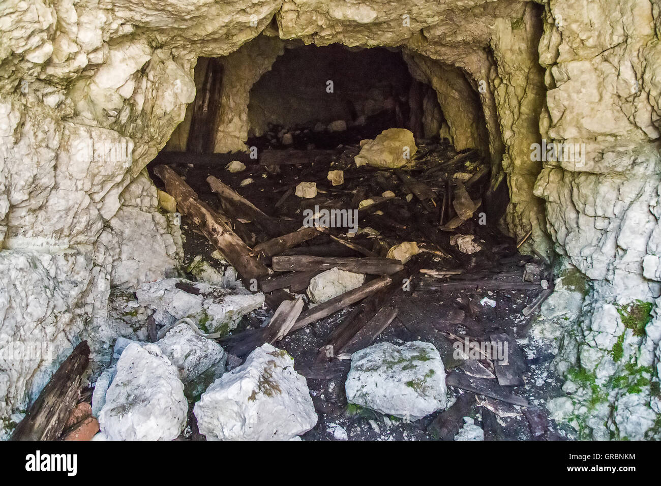 Austro-ungarn cavern on Batognica made during the World War one Stock Photo