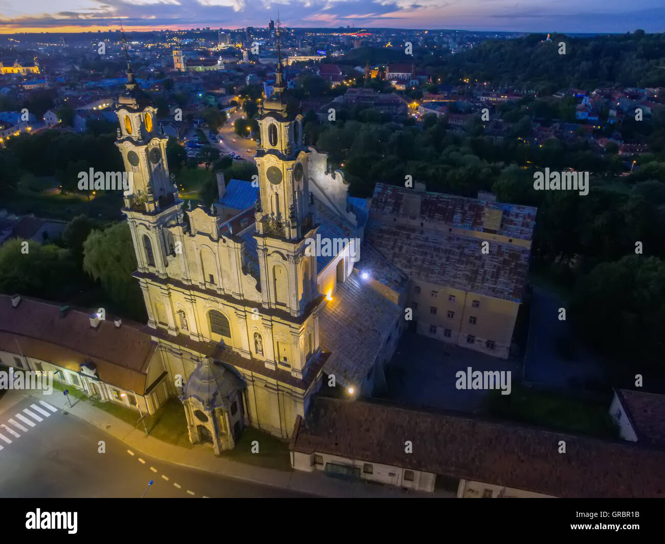 Vilnius, Lithuania: Church of the Ascension at night Stock Photo