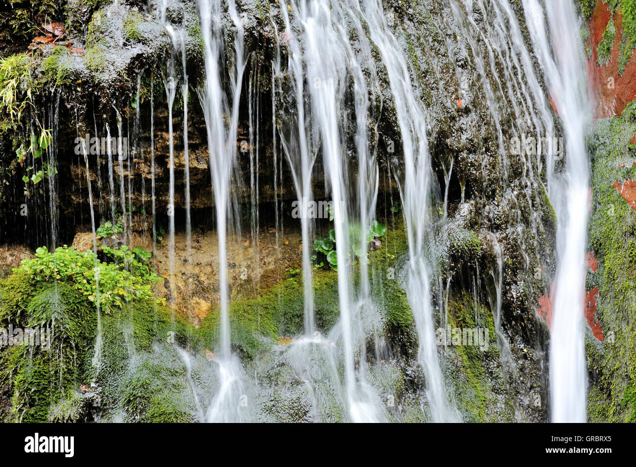 Time Exposure Of Small Waterfall In The Gorges Du Cians, French Alps, France Stock Photo