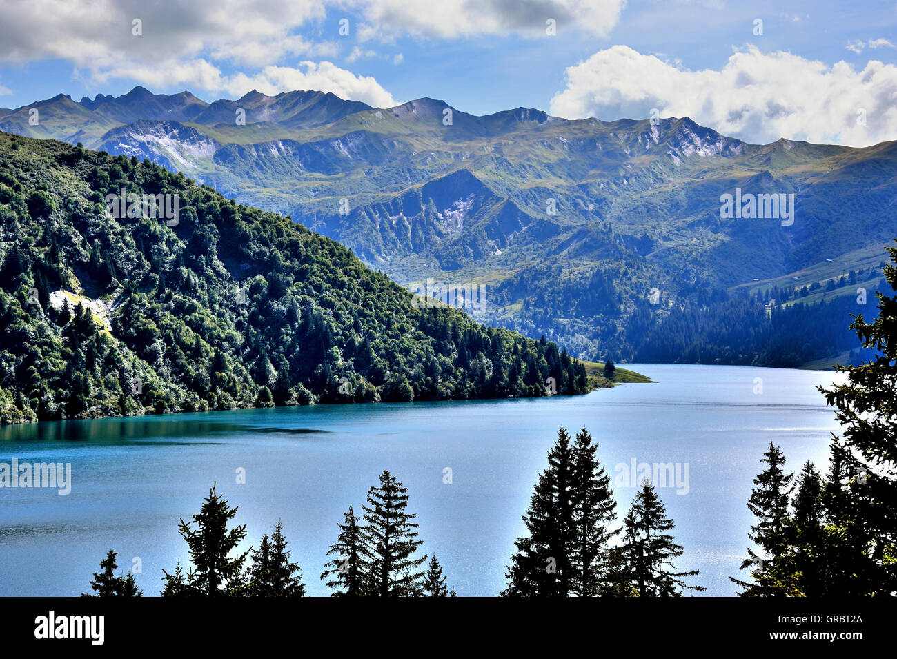 Lake Cormet De Roselend, Barrage In The French Alps, France Stock Photo