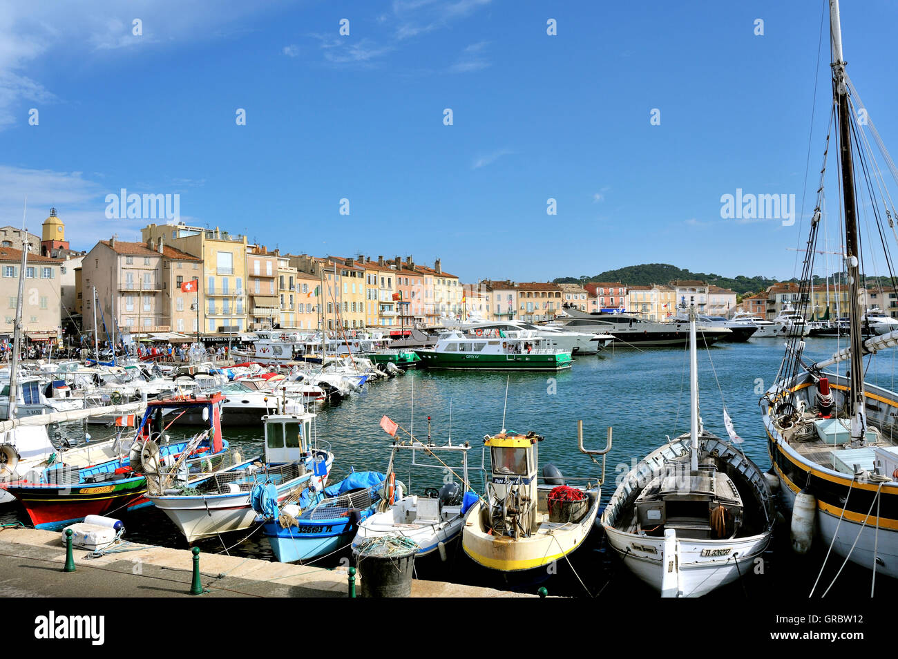 In The Port Of Saint-Tropez, Southern France, French Alps, France Stock Photo
