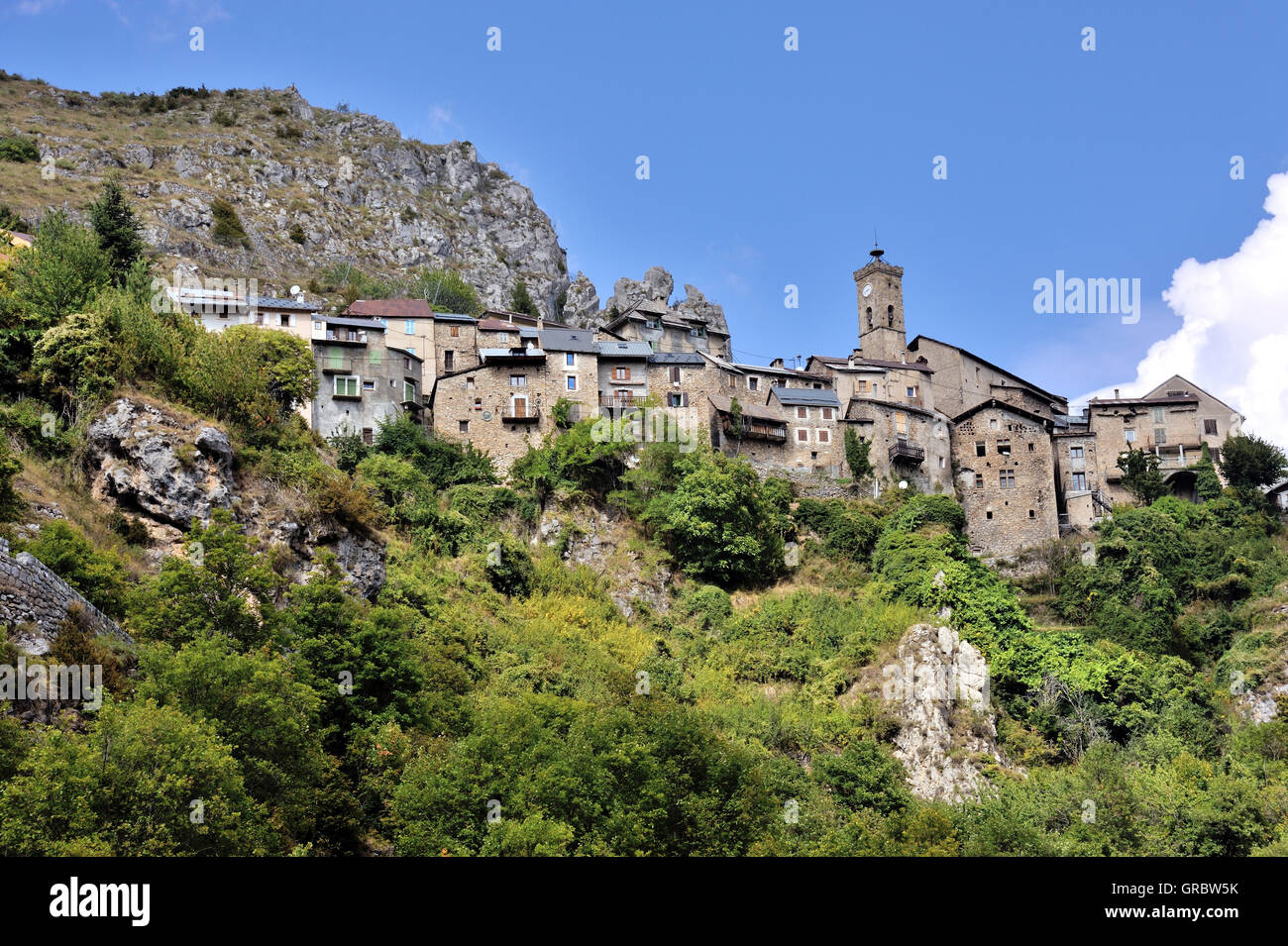 Roubion, Village Of The French Alps, Embedded In Landscape, France Stock Photo