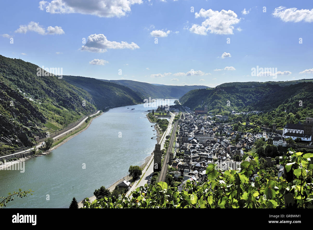 The Middle Rhine Valley With Town Oberwesel, Upper Middle Rhine Valley, Germany Stock Photo