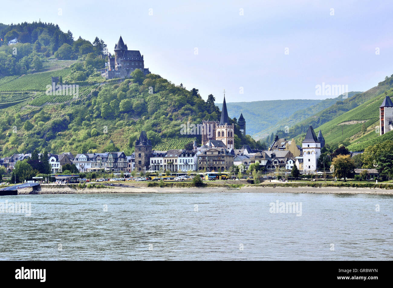 Town Bacharach In The Middle Rhine Valley And Stahleck Castle, Upper Middle Rhine Valley, Germany Stock Photo