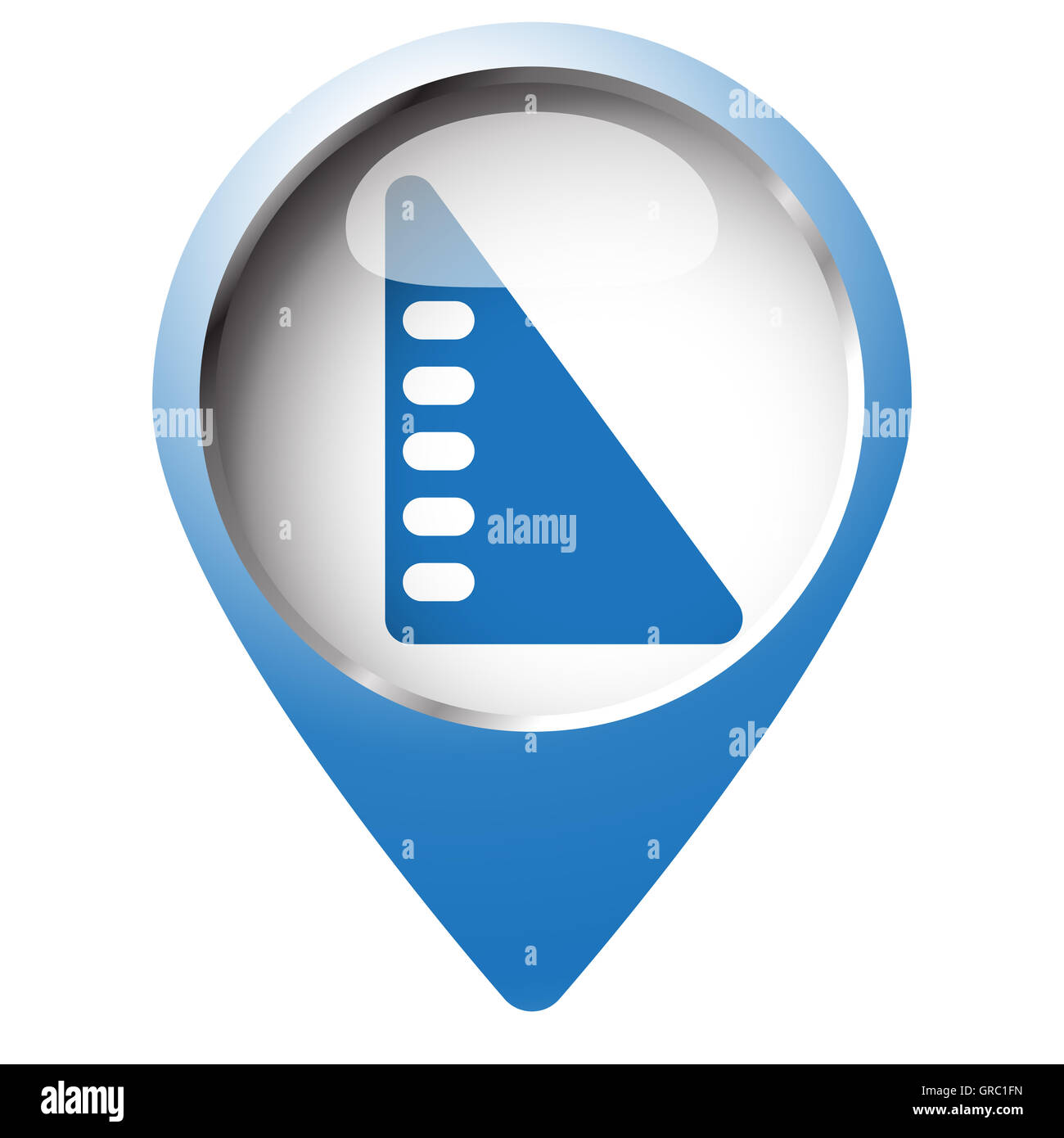 Map pin symbol with Set Square icon. Blue symbol on white background ...