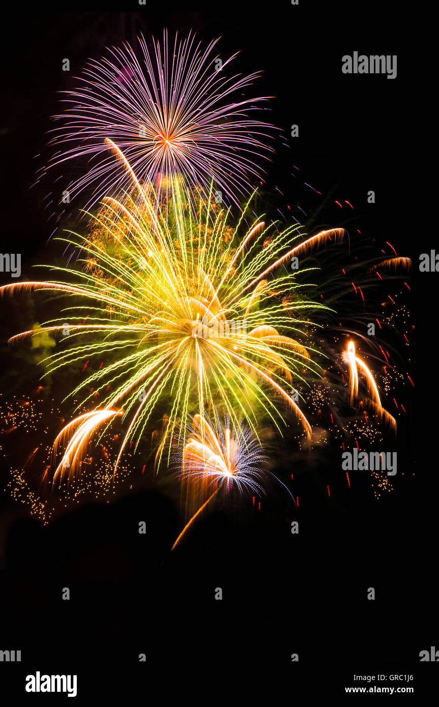 Fireworks On Black Background Stock Photo