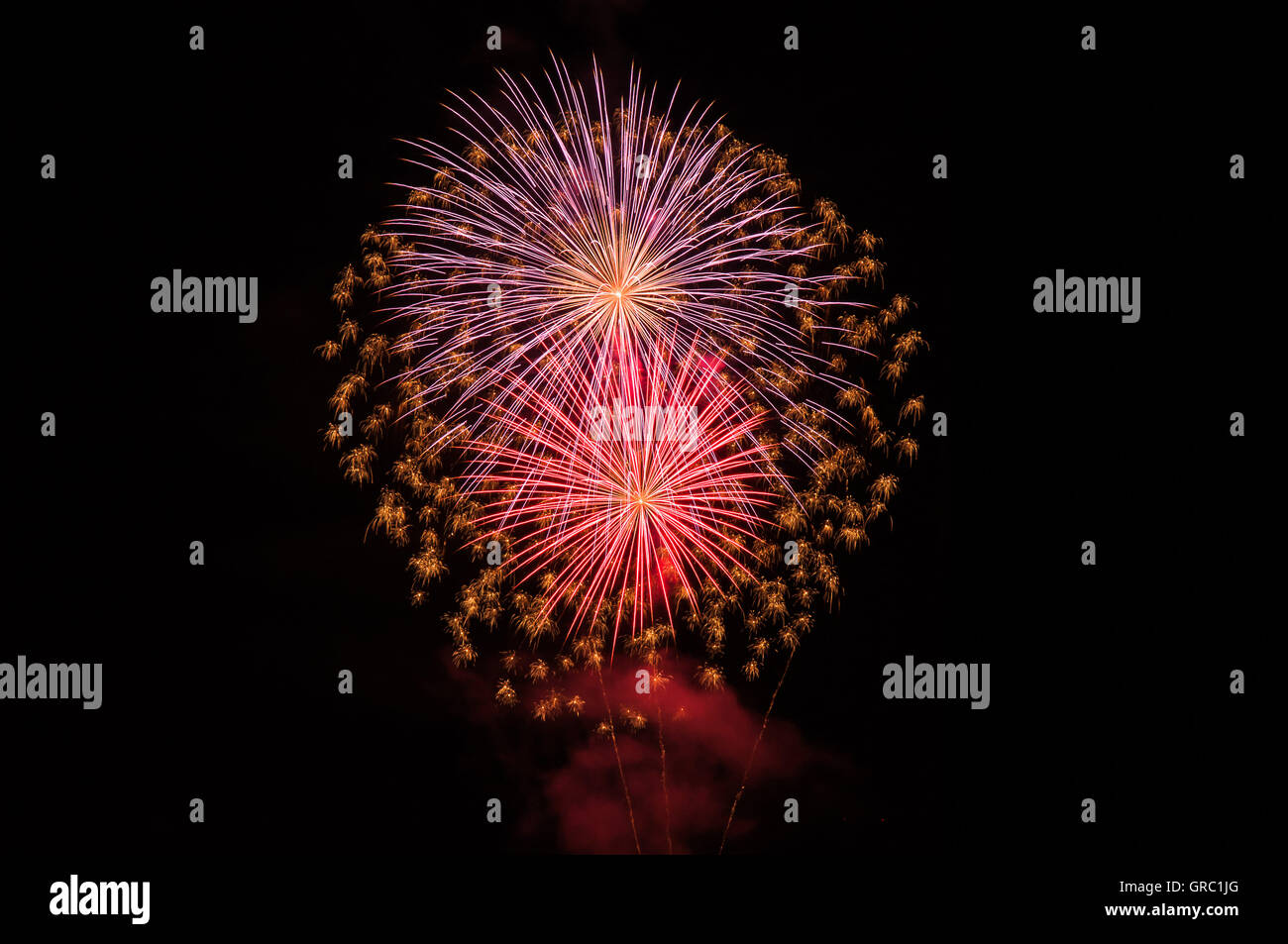 Fireworks On Black Background Stock Photo - Alamy