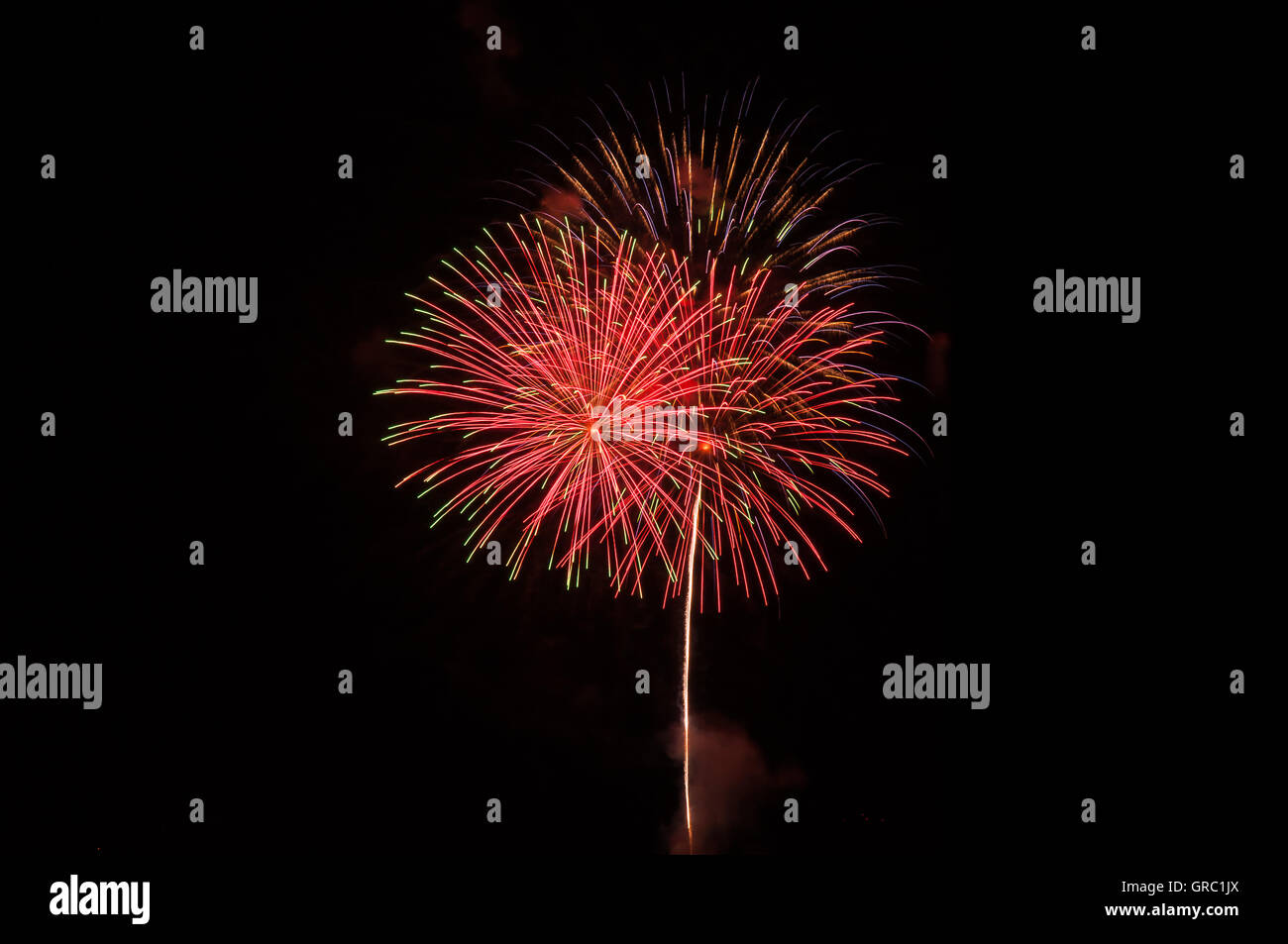 Fireworks On Black Background Stock Photo