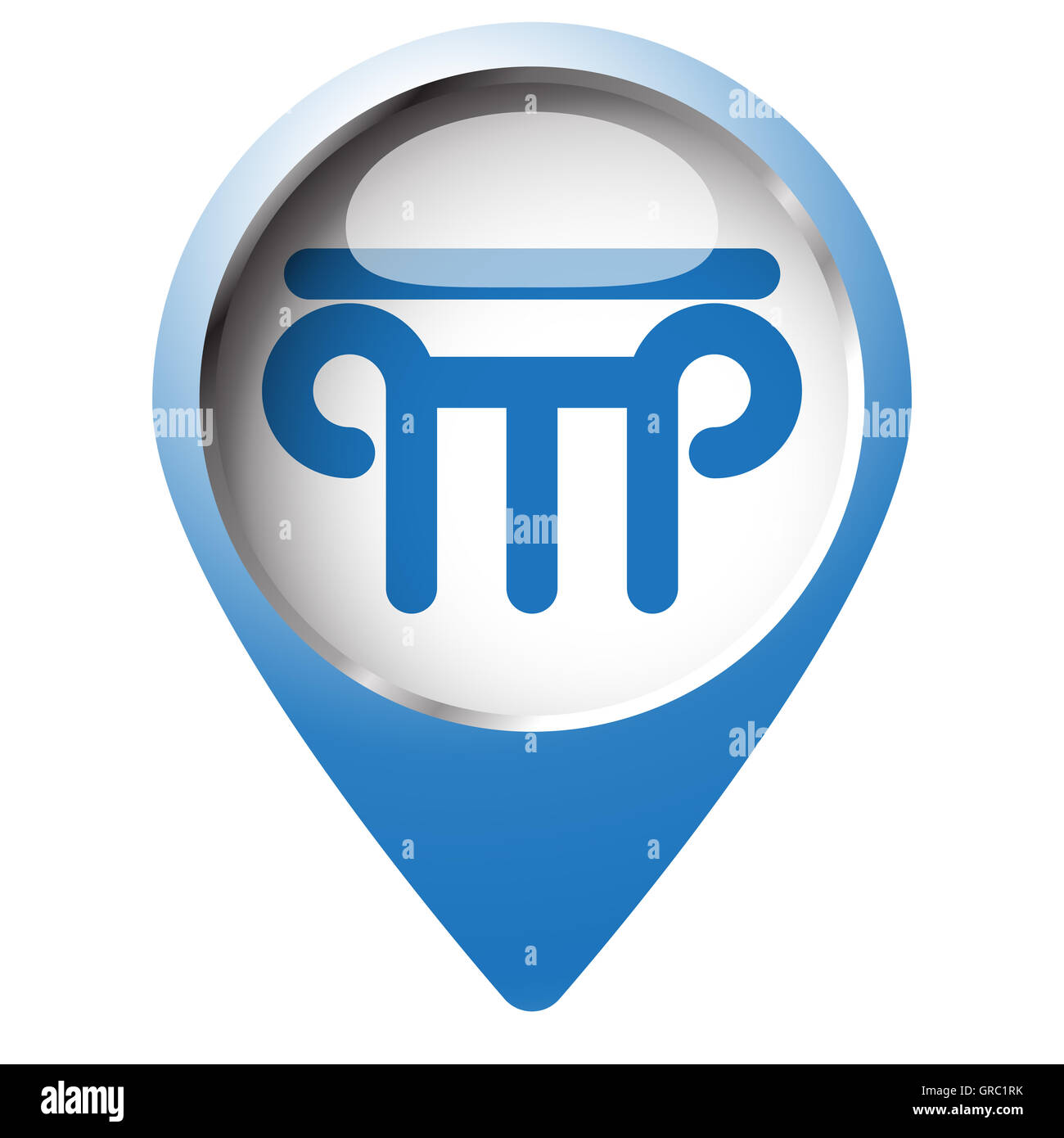 Map pin symbol with Column icon. Blue symbol on white background Stock ...