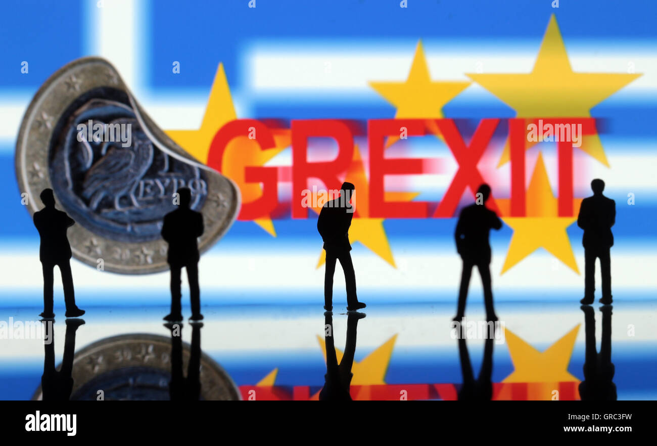 Managers With Greek Euro And Greek Flag Stock Photo