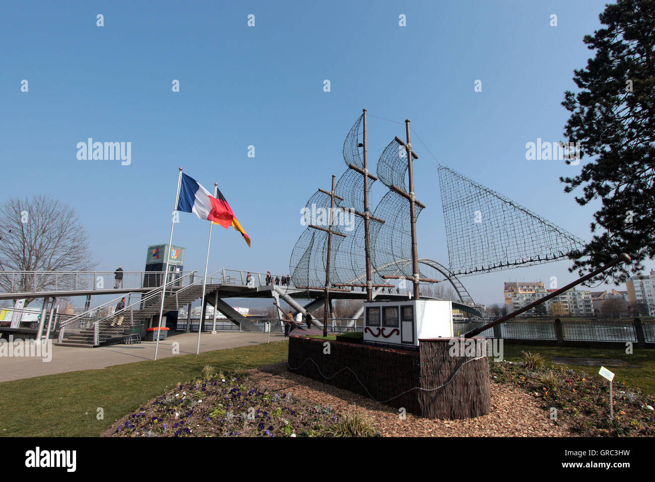 Border Between France And Germany Stock Photo