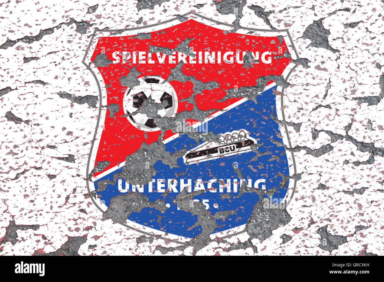 Eroding Logos Of Soccer Club Spvgg Unterhaching Stock Photo