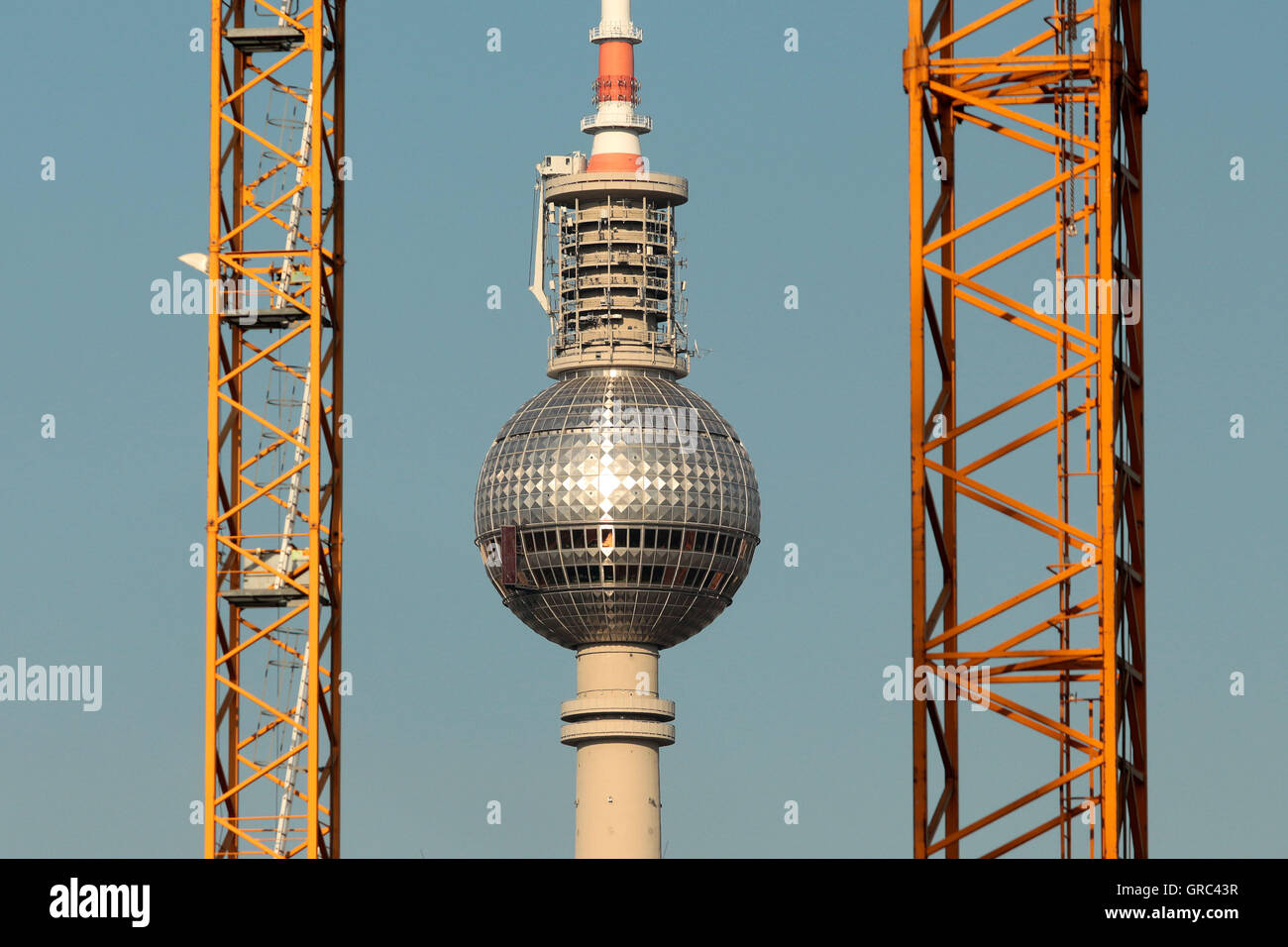 Construction Work At Berlin Fernsehturm Stock Photo