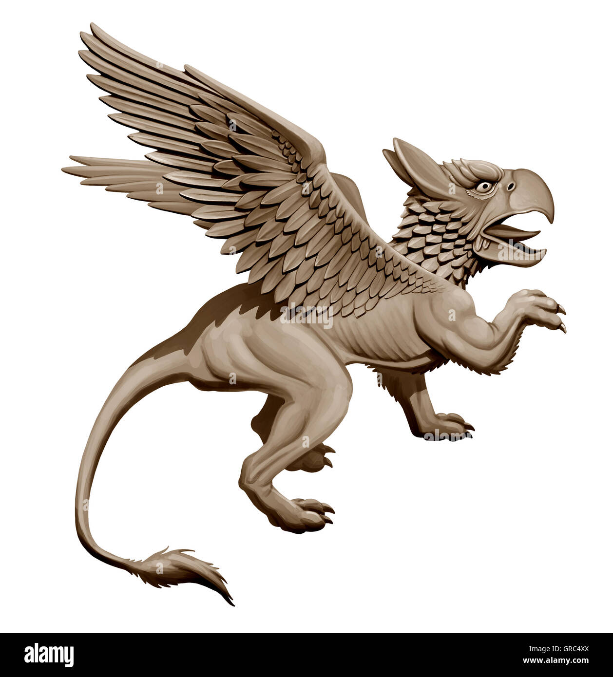 Griffin Statue illustration isolated white background Stock Photo