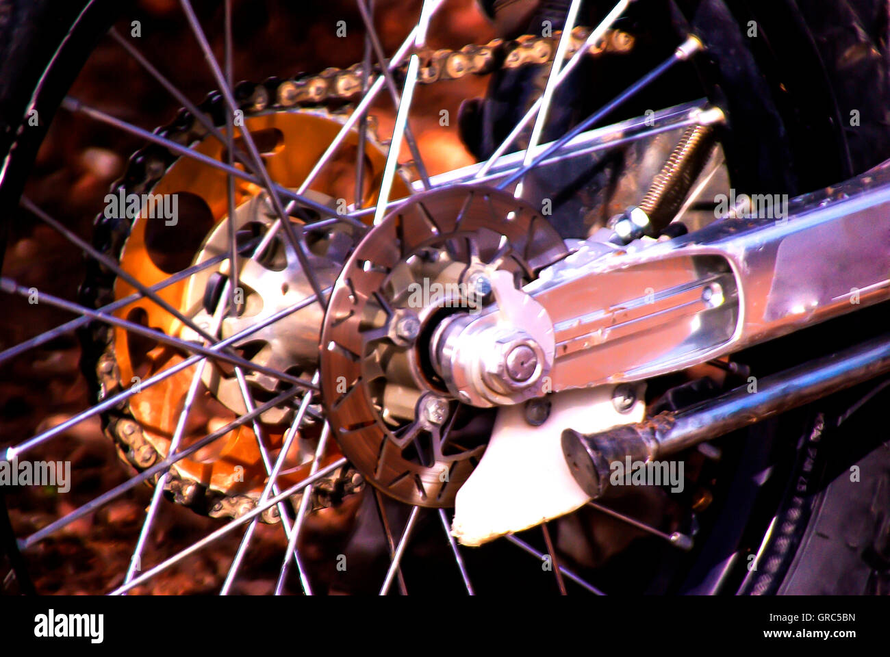 Motorcycle Rear Wheel Stock Photo Alamy