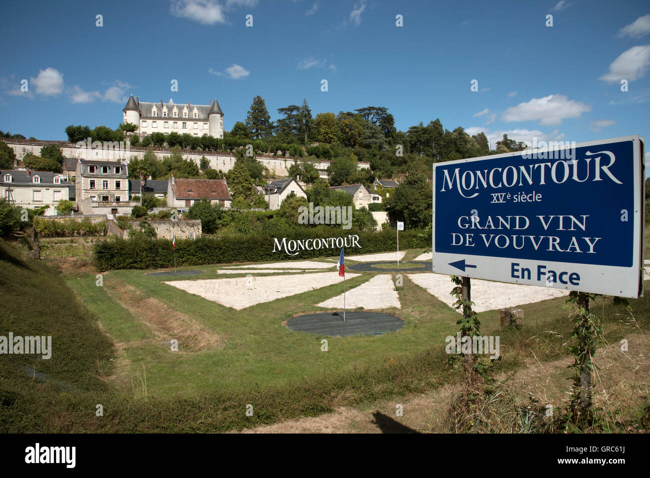 Vouvray Loire Valley region France - Chateau Moncontour overlooks the village of Vouvray in the Loire region of France Stock Photo