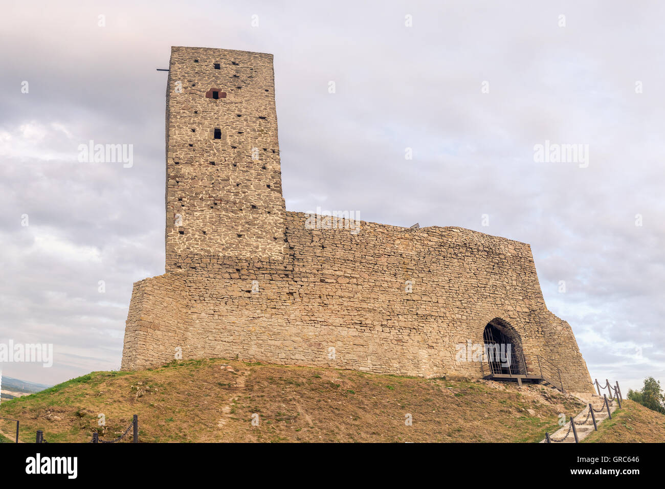 Ruins of medieval castle in Checiny, Poland Stock Photo