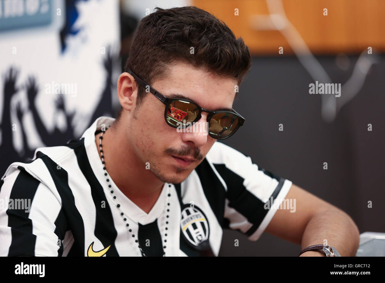 Italian Rapper Dondip Turin, Italy. 06th Sep, 2016. Italian rapper Moreno Donadoni, wearing a ...