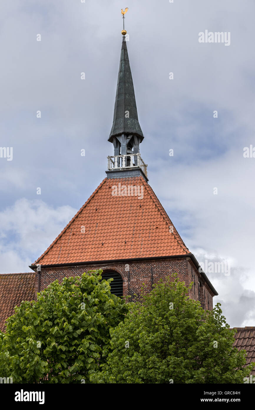 Church Tower Of Rysum In East Frisia Stock Photo