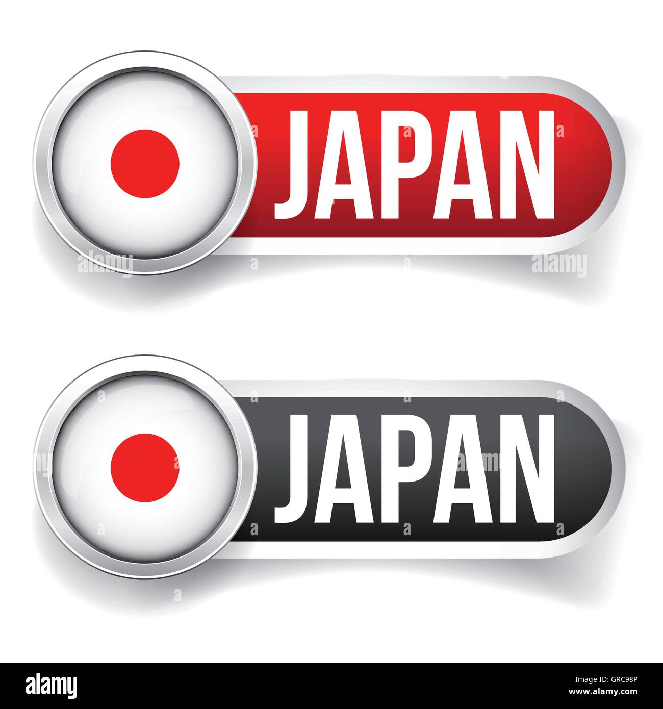 Japan flag sign button Stock Vector