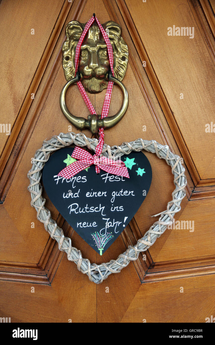 Deco Heart On A Entrance Door Stock Photo