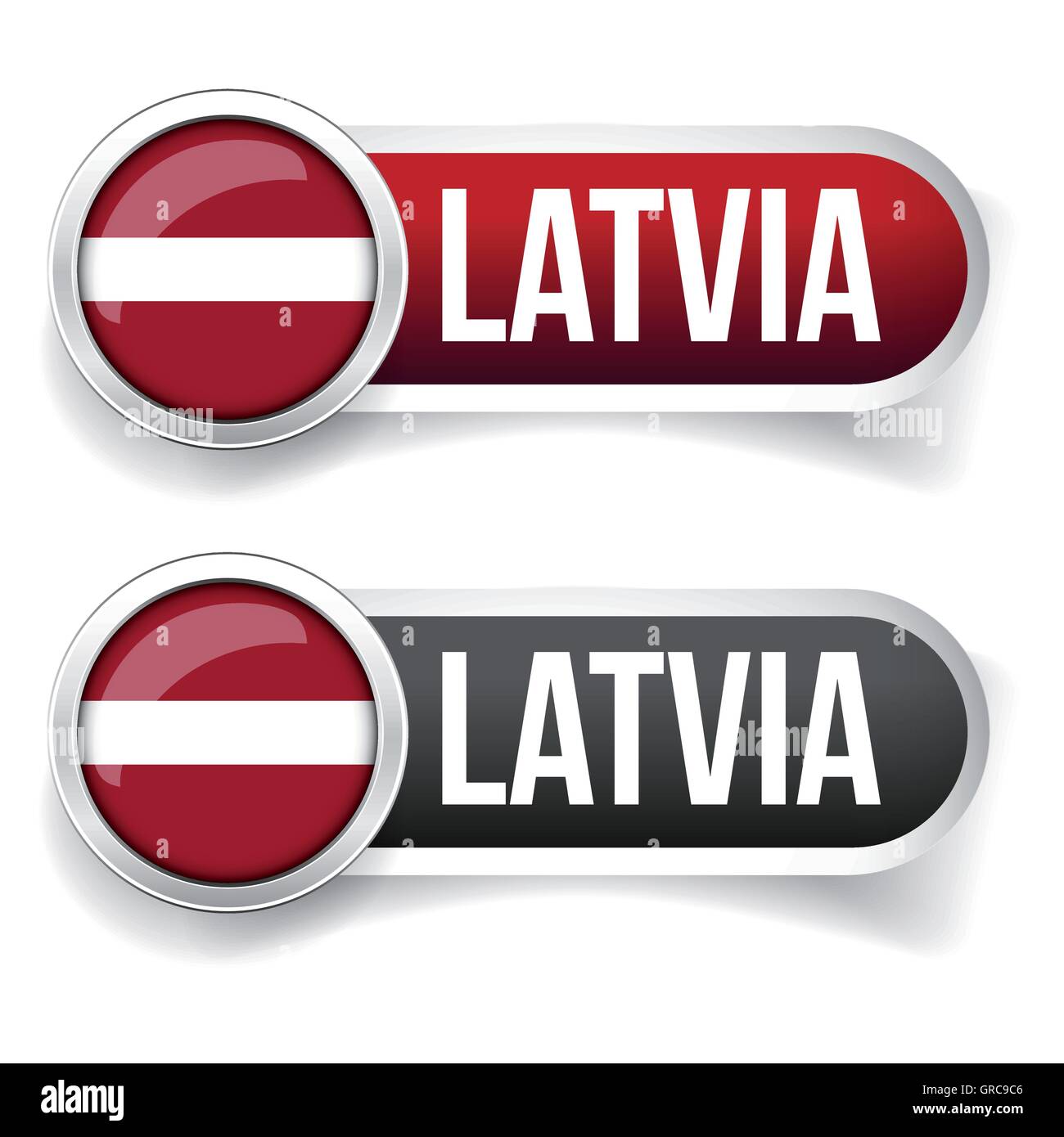 Latvia flag silver button Stock Vector