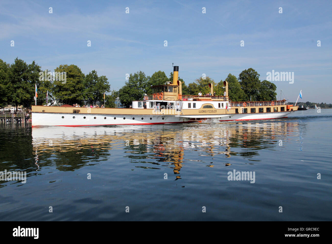 Paddle Wheel Steamer On The Chiemsee Stock Photo