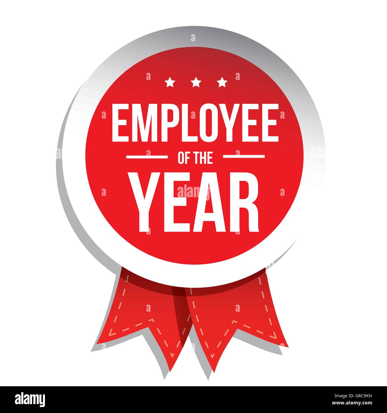 Employee of the year label or stamp with red ribbon Stock ...
