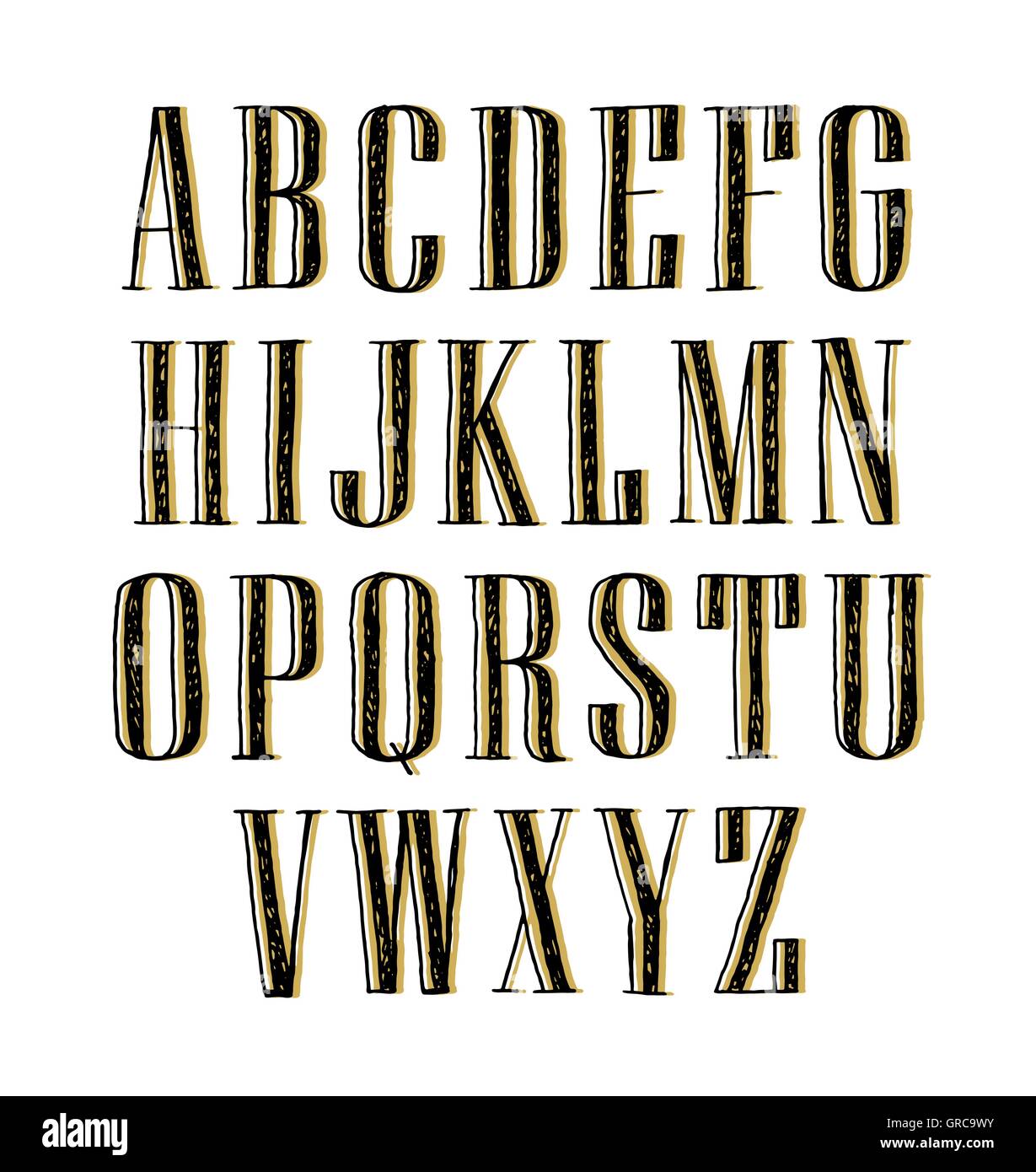 Hand drawn sketch alphabet. Vector illustration Stock Vector Image ...