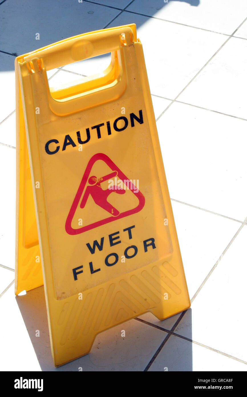 Signage Wet Floor Stock Photo