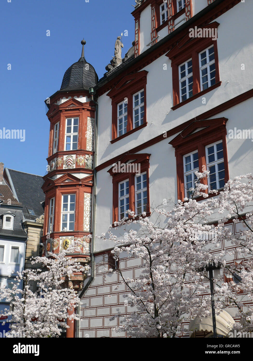Marketplace With Townhouse, Coburg, Bavaria, Germany, Europe Stock