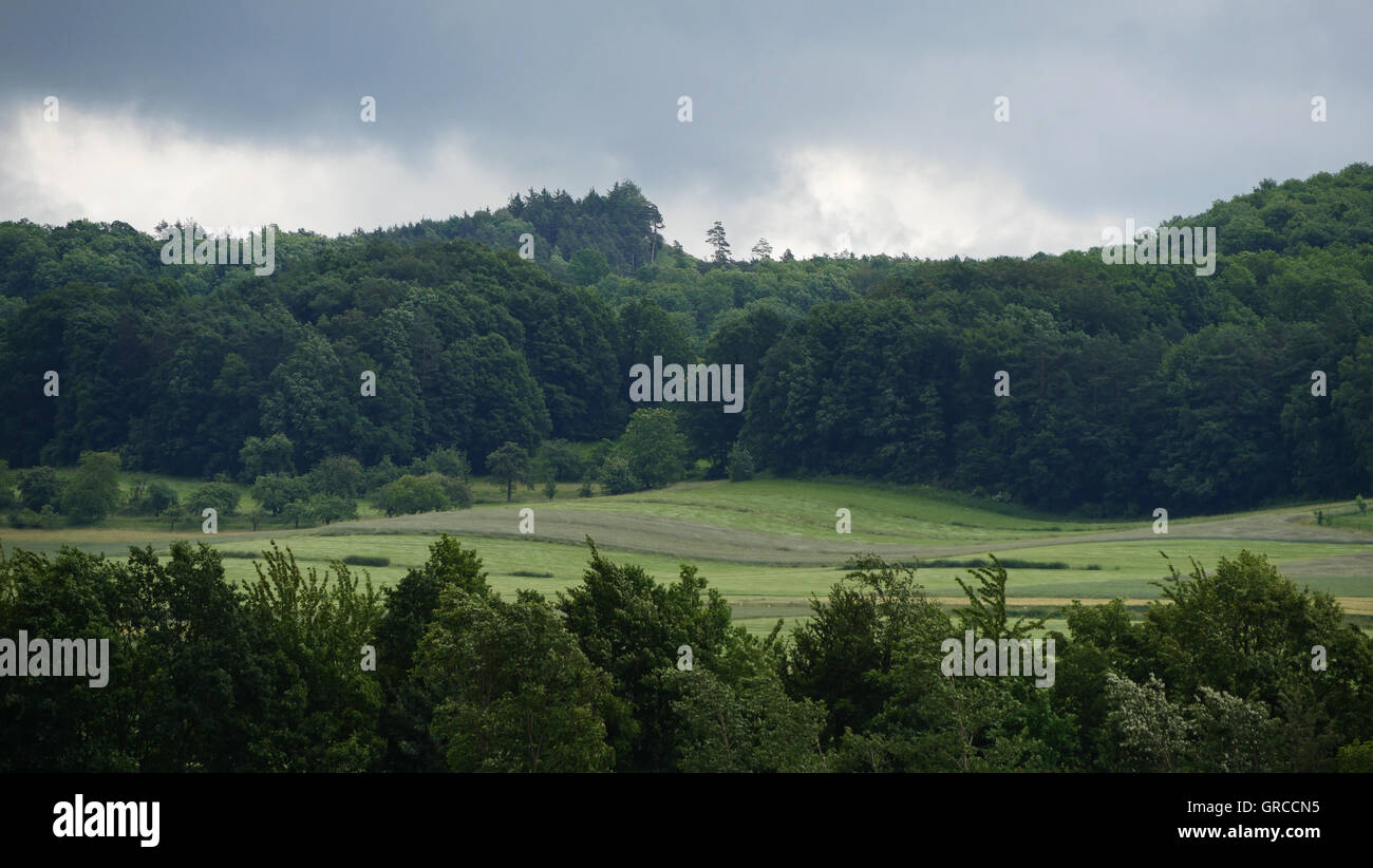 Landscape Near Bad Staffelstein In Lichtenfels County In Stormy Early Summer 2016, Upper Franconia Stock Photo